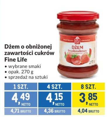 Dżem o obniżonej zawartości cukrów Fine Life wybrane smaki promocja w Makro