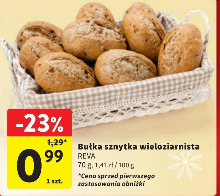 Bułka sznytka wieloziarnista ciemna Reva promocja w Intermarche