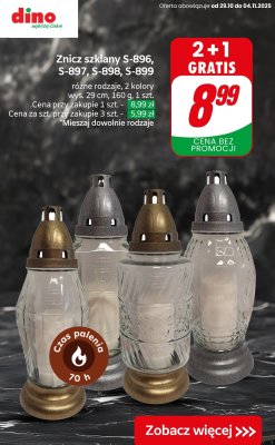 Znicz szklany różne rodzaje 70 h 2+1 GRATIS promocja w Dino