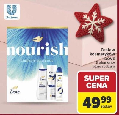Zestaw kosmetyków DOVE NOURISH 3 elementy różne rodzaje promocja w Carrefour