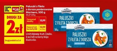 Paluszki z fileta z dorsza panierowane Marinero, 300 g promocja w Biedronka
