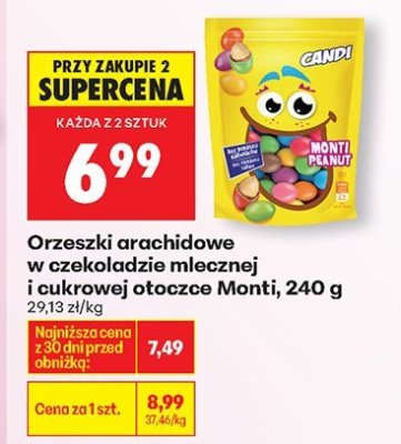 Orzeszki arachidowe w czekoladzie mlecznej i jasnej otoczce Monti, 240 g promocja w Biedronka