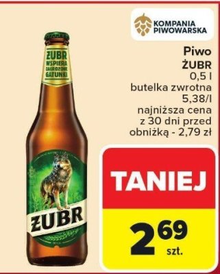 Piwo ŻUBR promocja w Carrefour
