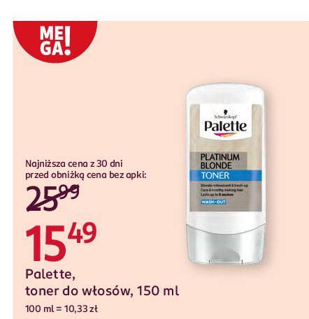 Toner do włosów platinum blonde Palette toner promocja w Rossmann