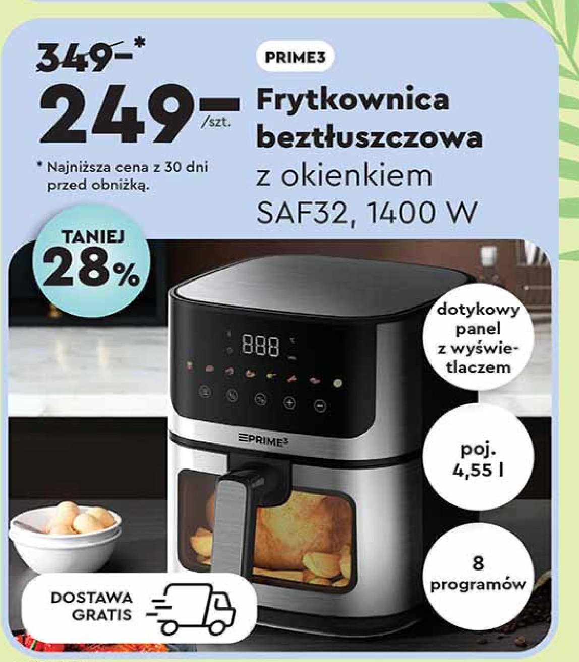 Frytkownica beztłuszczowa saf32 Prime3 promocja