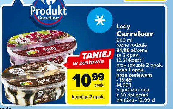 Lody o smaku wiśniowo-śmietankowym Carrefour promocja