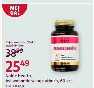 Ashwagandha Noble Health, w kapsułkach, 60 szt. promocja w Rossmann