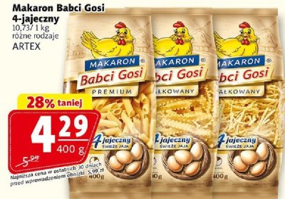 Makaron Babci Gosi 4-jajeczny różne rodzaje promocja w Prim Market