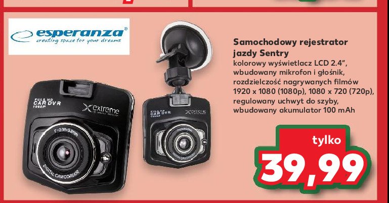 Rejestrator jazdy sentry extreme Esperanza promocja w Kaufland