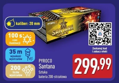 Fajerwerki PYROCO Santana Sztuka bateria 200-strzałowa promocja w Aldi