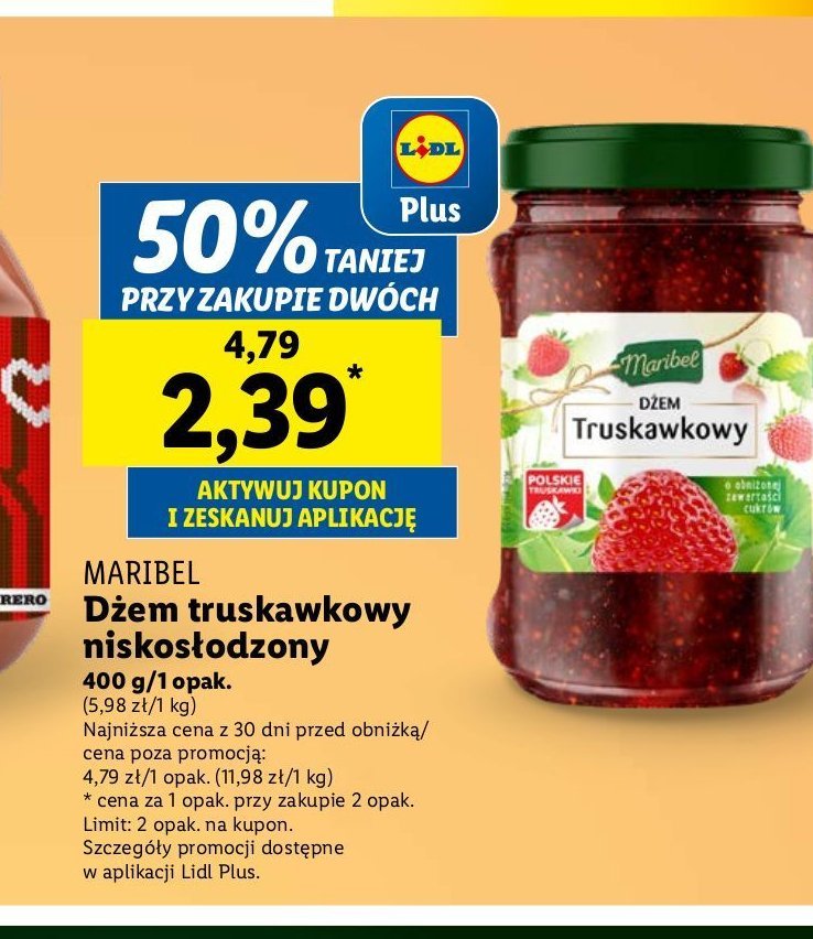 Dżem truskawkowy Maribel promocja w Lidl