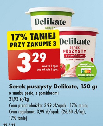 Serek puszysty o smaku pesto Delikate promocja