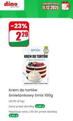 Krem do tortów śmietankowy  promocja w Dino