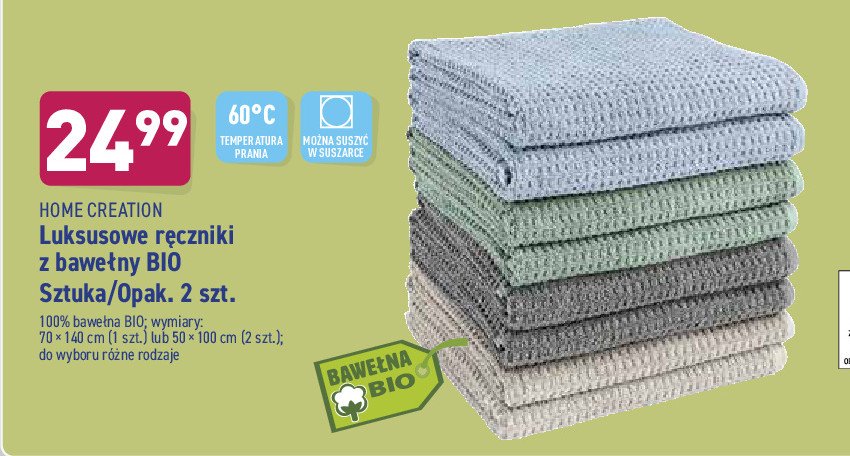 Ręcznik z frotte z bawełny bio 50 x 70 cm Home creation promocja
