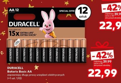 DURACELL Baterie Basic AA zapewniają długą pracę urządzeń elektrycznych promocja w Kaufland