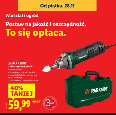 Szlifierka prosta PARKSIDE 500 W promocja w Lidl