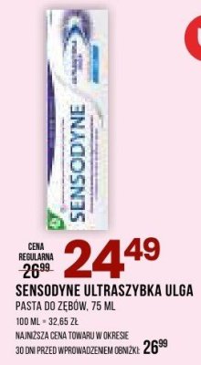 Pasta do zębów Sensodyne Ultraszybka Ulga, 75 ml promocja w Drogerie Natura