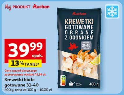 Krewetki białe gotowane 31-40 Auchan promocja w Auchan