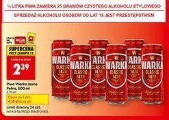 Piwo Warka Jasne Pełne promocja w Biedronka