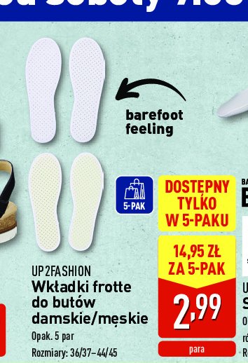Wkładki frotte do butów damskie Up2fashion promocja w Aldi