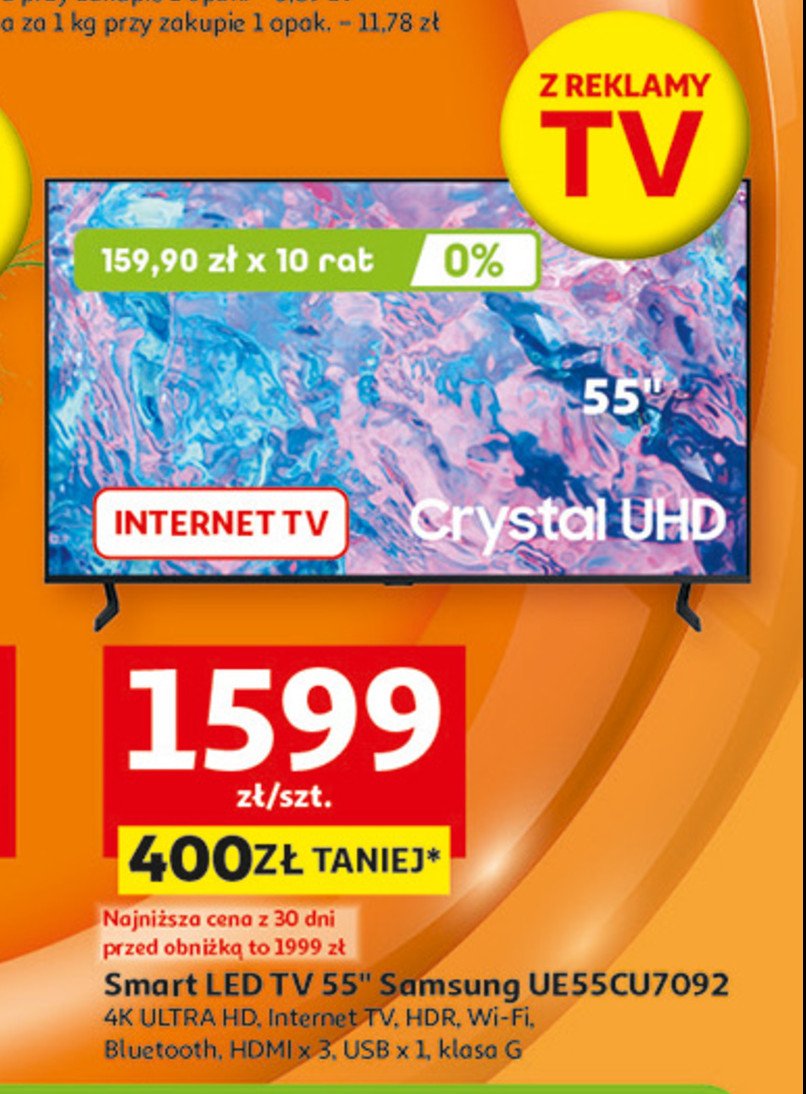 Telewizor ue55cu7092 Samsung promocja w Auchan