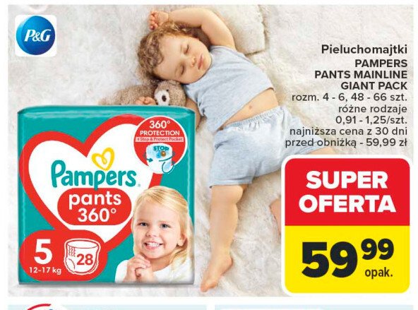 Pieluszki dla dzieci 5 Pampers pants promocja w Carrefour Market