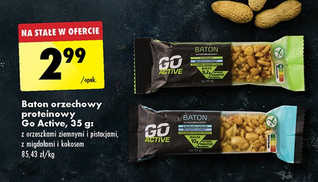 Baton proteinowy z migdałami i kokosem Go active promocja