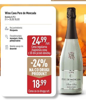 Wino Cava Pere de Moncada promocja w Aldi