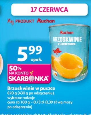 Brzoskwinie w syropie Auchan na co dzień (logo zielone) promocja