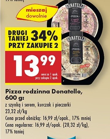 Pizza kurczak i pieczarki Donatello pizza promocja w Biedronka
