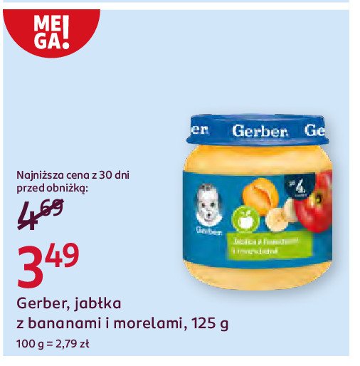 Deserek jabłka z bananami i morelami Gerber promocja w Rossmann