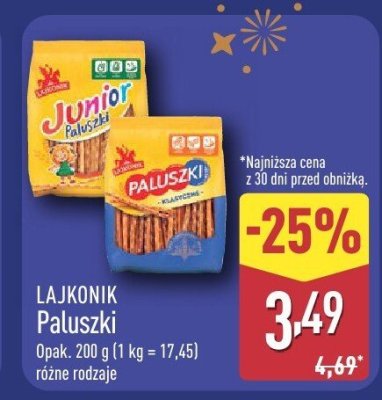 Paluszki Lajkonik Paluszki różne rodzaje promocja w Aldi