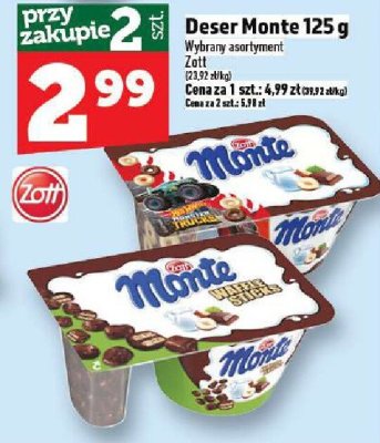 Deser Monte 125 g, wybrane asortymenty Zott promocja w TOPAZ
