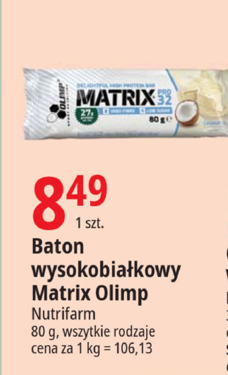 Baton energetyczny kokosowy OLIMP SPORT NUTRITION MATRIX promocja