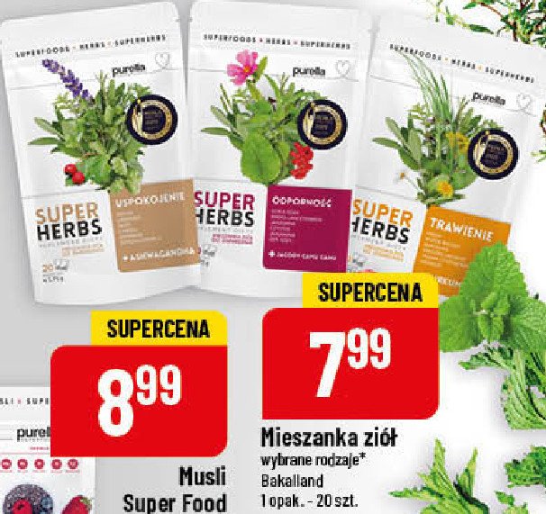 Mieszanka ziołowa trawienie + kurkuma Purella super herbs Purella food promocja
