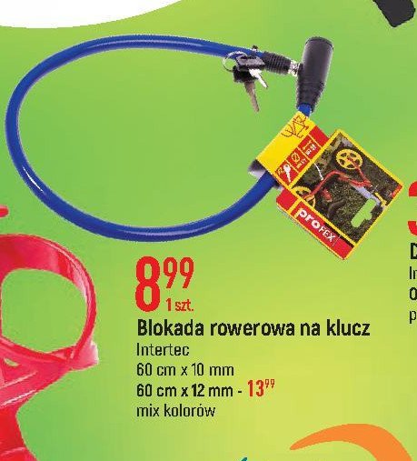 Blokada rowerowa na szyfr 60 cm x 12 mm Intertec promocja