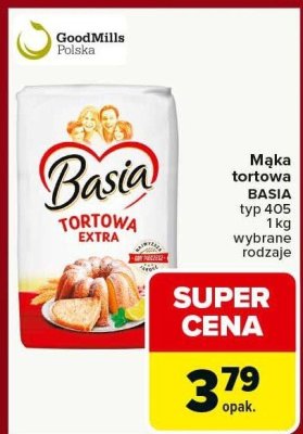 Mąka tortowa BASIA typ 405 1kg wybrane rodzaje promocja w Carrefour