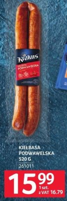 Kiełbasa podwawelska Krakus 520 g promocja w Selgros
