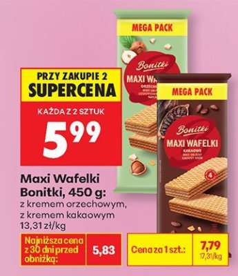 Maxi Wafelki z kremem orzechowym, 450 g promocja w Biedronka