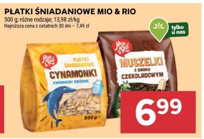 Płatki śniadaniowe Mio & Rio różne rodzaje promocja w Stokrotka