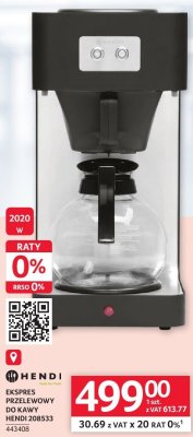 Ekspres przelewowy do kawy HENDI EKSPRES PRZELEWOWY DO KAWY HENDI 208533 promocja w Selgros