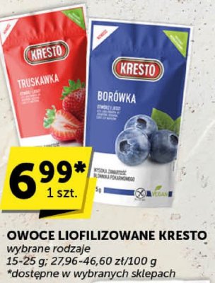Owoce liofilizowane Kresto truskawka, borówka promocja w Groszek