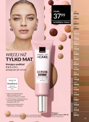 Podkład-serum matujący AVON Make Up + Care Serum Matte Foundation SPF 30 (różne odcienie) promocja w AVON