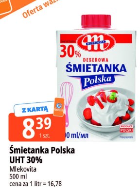 Śmietanka Polska UHT 30% Mlekovita promocja w Leclerc