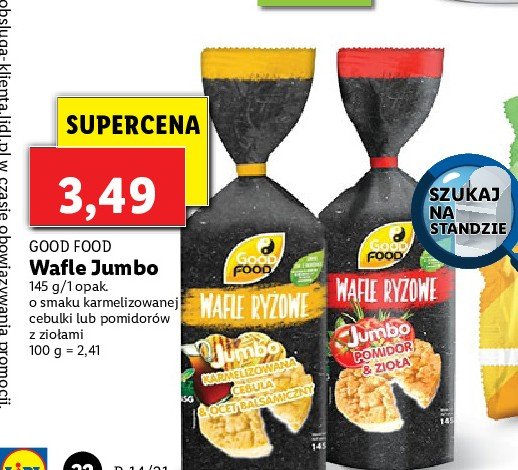 Wafle ryżowe jumbo pomidor i zioła Good food promocja