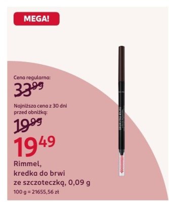 Kredka do brwi ze szczoteczką Rimmel, 0,09 g promocja w Rossmann