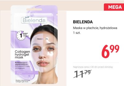 Maska w płachcie hydrożelowa Collagen  promocja w Rossmann