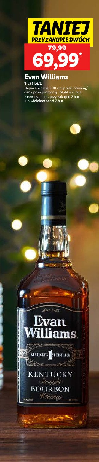 Whisky EVAN WILLIAMS BLACK LABEL KENTUCKY promocja w Lidl