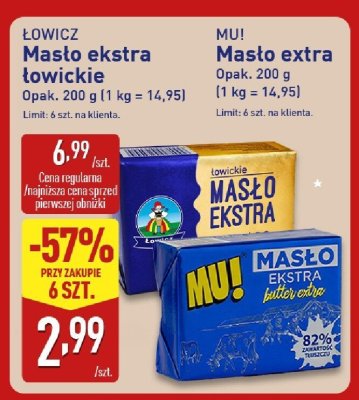 Masło ekstra Łowickie promocja w Aldi