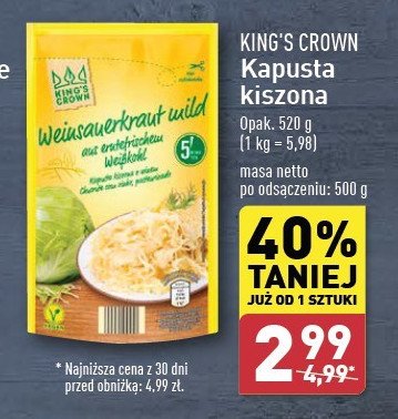 Kapusta kiszona King's crown (aldi) promocja w Aldi